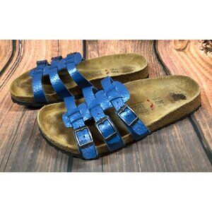 Birkenstock Birkis Xenia Blue 3 Strap Sandals Soft Womens 37 / 6 (5e3)